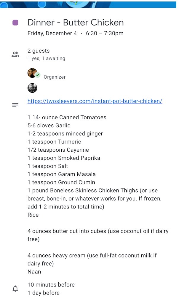 How this blog reader plans meals easily using Google Calendar – Save My ...